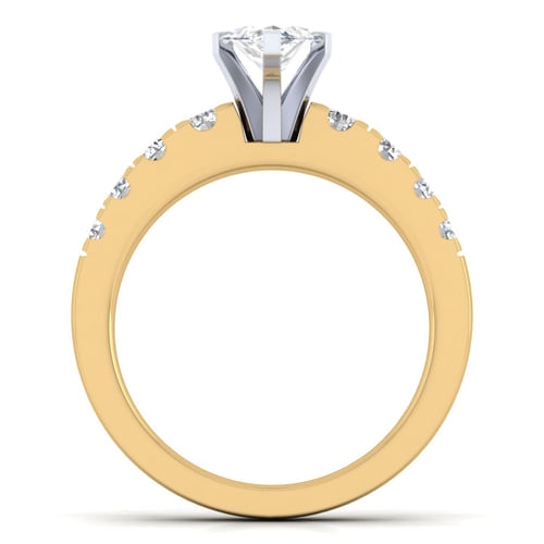 14K White-Yellow Gold Marquise Shape Diamond Engagement Ring