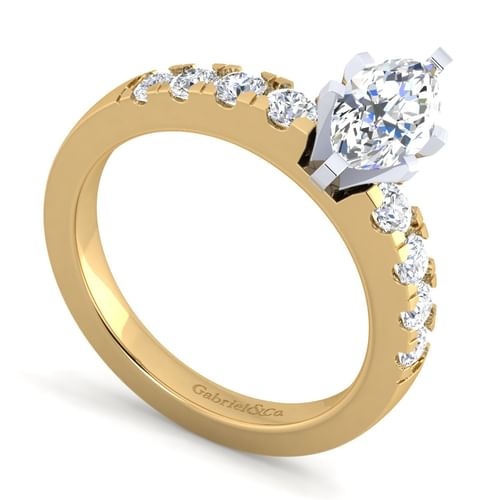 14K White-Yellow Gold Marquise Shape Diamond Engagement Ring