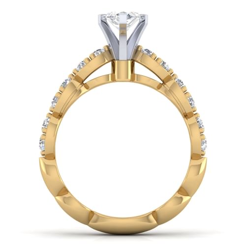 14K White-Yellow Gold Marquise Shape Diamond Engagement Ring