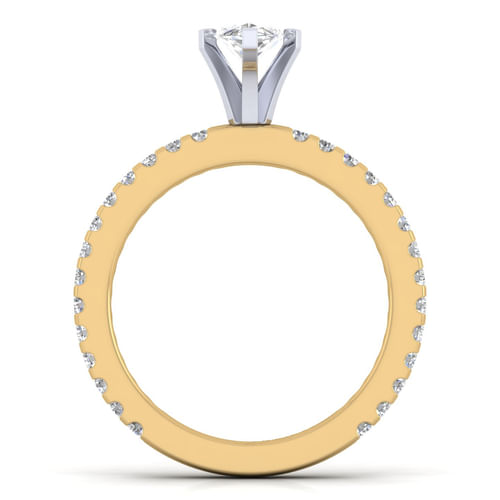 14K White-Yellow Gold Marquise Shape Diamond Engagement Ring