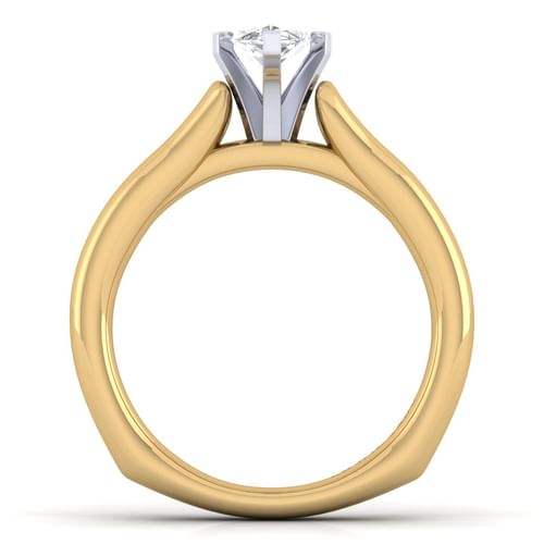 14K White-Yellow Gold Marquise Shape Diamond Engagement Ring