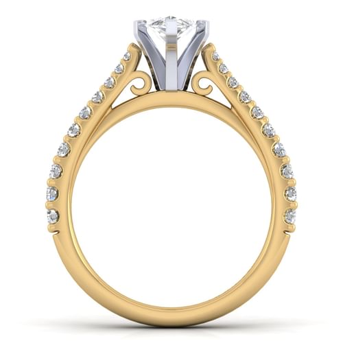 14K White-Yellow Gold Marquise Shape Diamond Engagement Ring