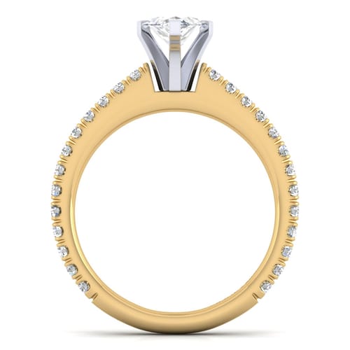 14K White-Yellow Gold Marquise Shape Diamond Engagement Ring