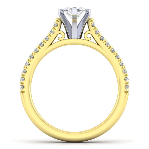 14K White-Yellow Gold Marquise Shape Diamond Engagement Ring