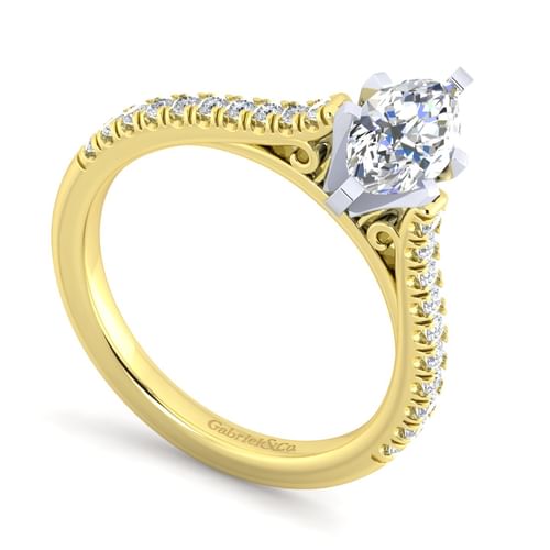 14K White-Yellow Gold Marquise Shape Diamond Engagement Ring