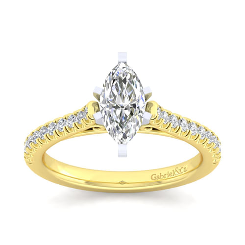 14K White-Yellow Gold Marquise Shape Diamond Engagement Ring