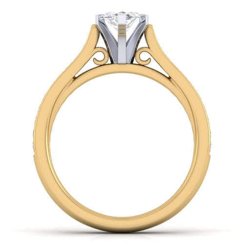 14K White-Yellow Gold Marquise Shape Diamond Engagement Ring