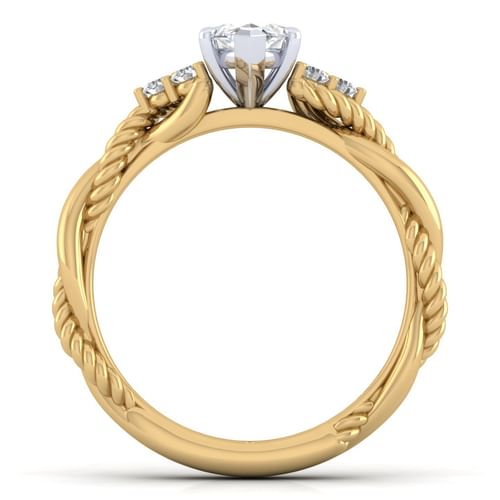14K White-Yellow Gold Marquise Shape Diamond Engagement Ring