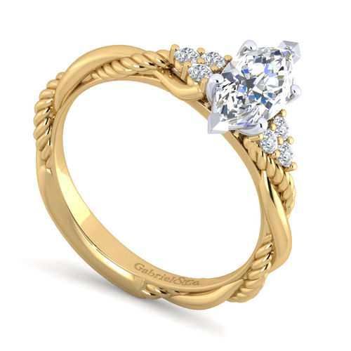 14K White-Yellow Gold Marquise Shape Diamond Engagement Ring
