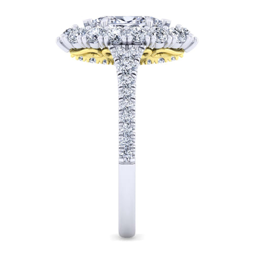 14K White-Yellow Gold Marquise Shape Double Halo Diamond Engagement Ring 14K White-Yellow Gold Marquise Shape Double Halo Diamond Engagement Ring