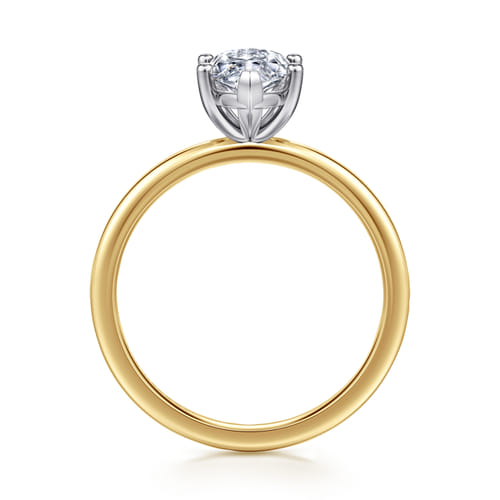 14K White-Yellow Gold Marquise Shape Solitaire Diamond Engagement Ring