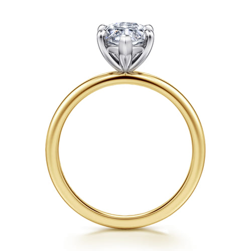 14K White-Yellow Gold Marquise Shape Solitaire Diamond Engagement Ring