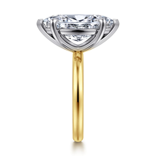 14K White-Yellow Gold Marquise Shape Solitaire Diamond Engagement Ring