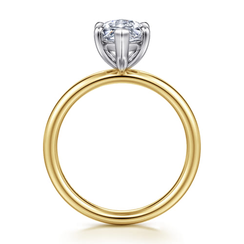 14K White-Yellow Gold Marquise Shape Solitaire Diamond Engagement Ring