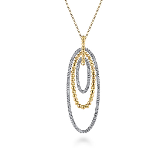 Gabriel - 14K White-Yellow Gold Multi Oval Bujukan Diamond Pendant Necklace