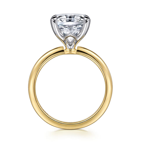 14K White-Yellow Gold Oval  Diamond Engagement Ring