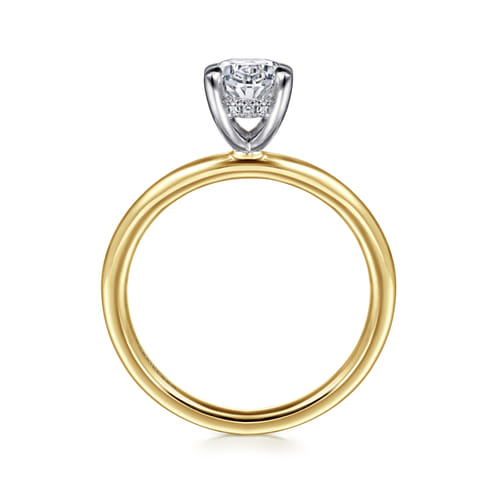14K White-Yellow Gold Oval  Diamond Engagement Ring