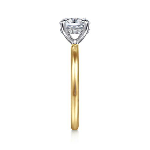 14K White-Yellow Gold Oval  Diamond Engagement Ring