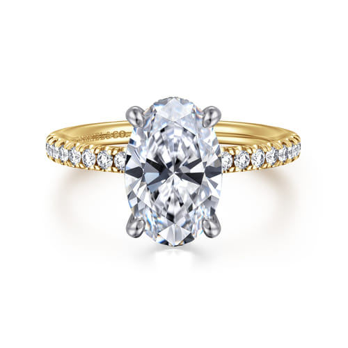 14K White-Yellow Gold Oval Cut Diamond Engagement Ring 14K White-Yellow Gold Oval Cut Diamond Engagement Ring