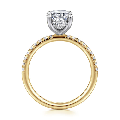 14K White-Yellow Gold Oval Cut Diamond Engagement Ring 14K White-Yellow Gold Oval Cut Diamond Engagement Ring