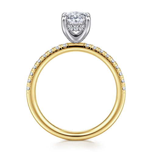 14K White-Yellow Gold Oval Cut Diamond Engagement Ring