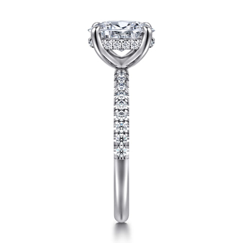 14K White-Yellow Gold Oval Cut Diamond Engagement Ring