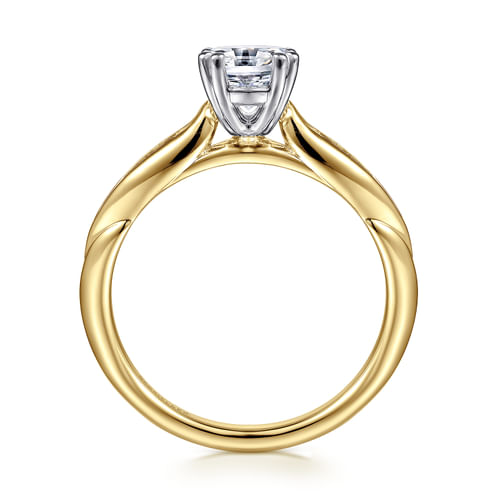 14K White-Yellow Gold Oval Diamond Channel Set Engagement Ring