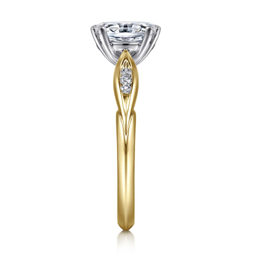 14K White-Yellow Gold Oval Diamond Channel Set Engagement Ring
