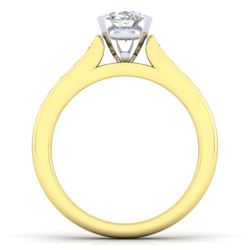 14K White-Yellow Gold Oval Diamond Channel Set Engagement Ring
