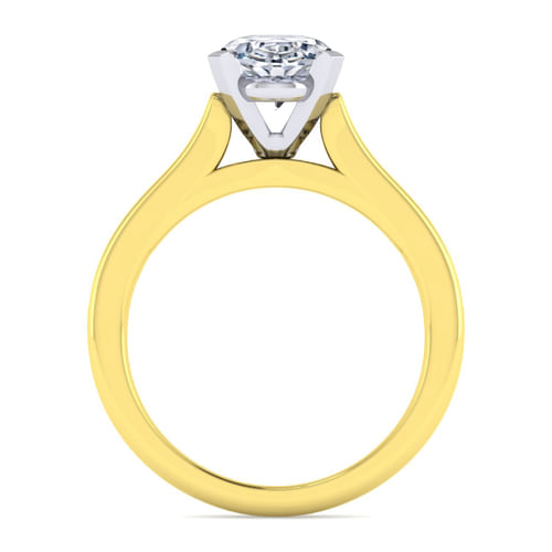 14K White-Yellow Gold Oval Diamond Channel Set Engagement Ring