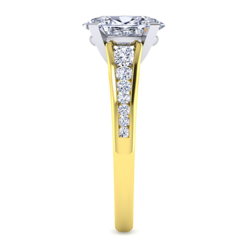 14K White-Yellow Gold Oval Diamond Channel Set Engagement Ring