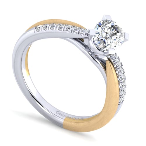 14K White-Yellow Gold Oval Diamond Engagement Ring