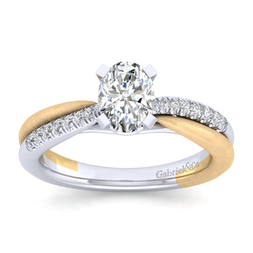 14K White-Yellow Gold Oval Diamond Engagement Ring