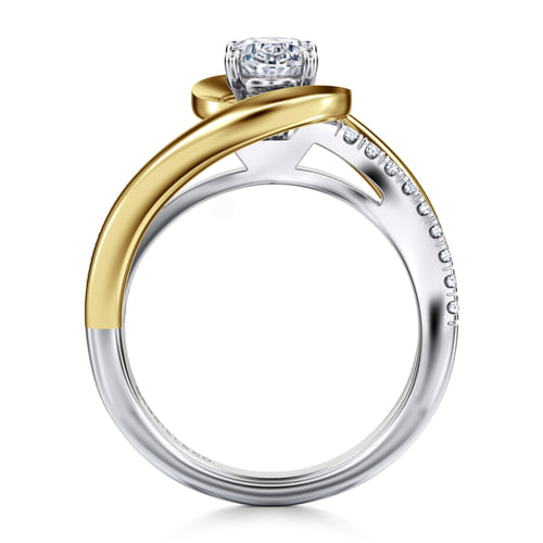 14K White-Yellow Gold Oval Diamond Engagement Ring