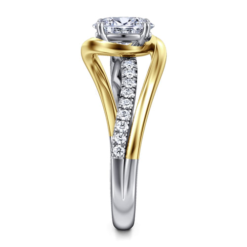 14K White-Yellow Gold Oval Diamond Engagement Ring