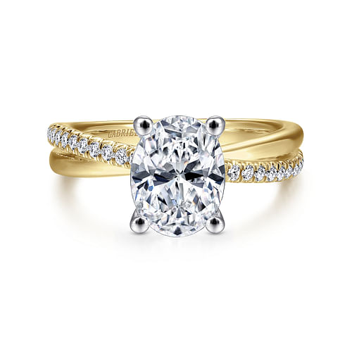 14K White-Yellow Gold Oval Diamond Engagement Ring