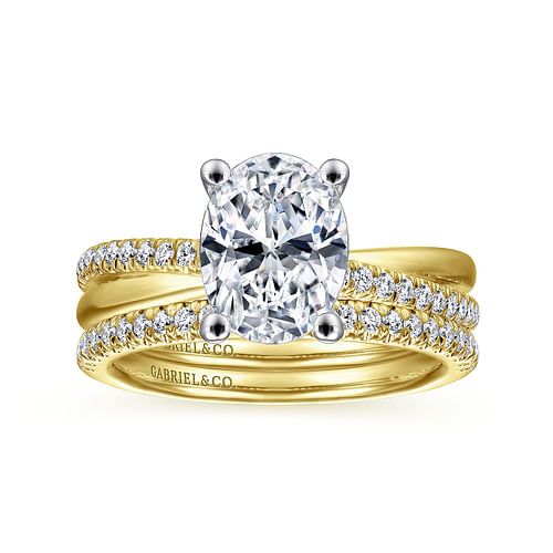 14K White-Yellow Gold Oval Diamond Engagement Ring