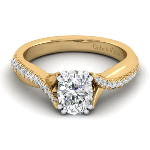 14K White-Yellow Gold Oval Diamond Engagement Ring