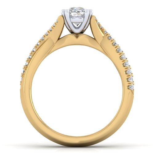 14K White-Yellow Gold Oval Diamond Engagement Ring