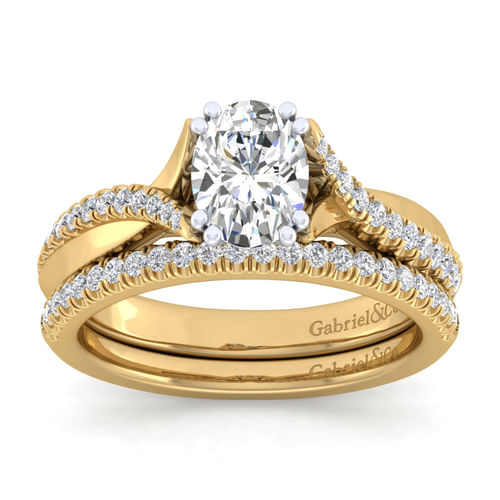 14K White-Yellow Gold Oval Diamond Engagement Ring
