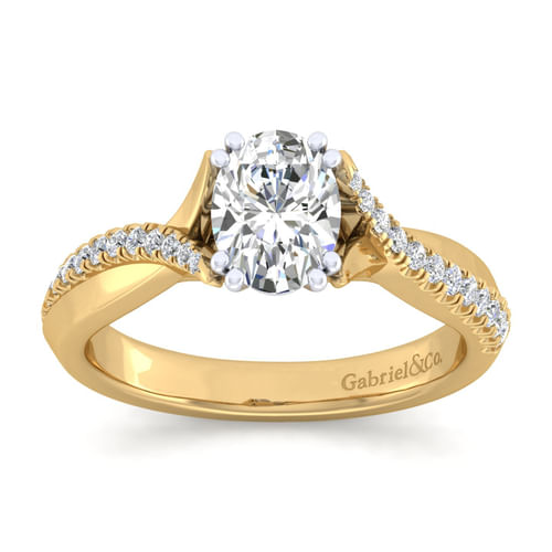 14K White-Yellow Gold Oval Diamond Engagement Ring