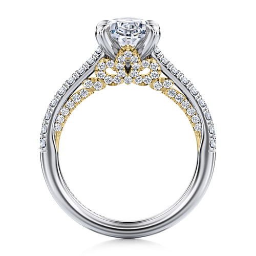 14K White-Yellow Gold Oval Diamond Engagement Ring