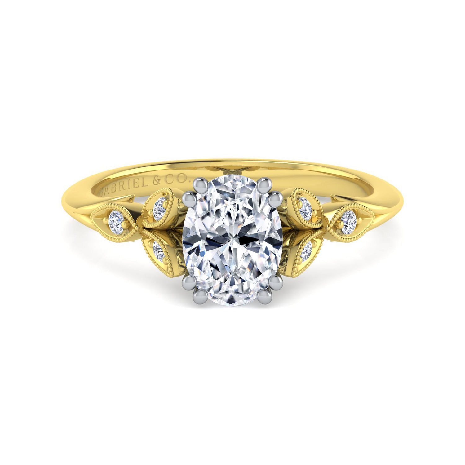 Gabriel - 14K White-Yellow Gold Oval Diamond Engagement Ring