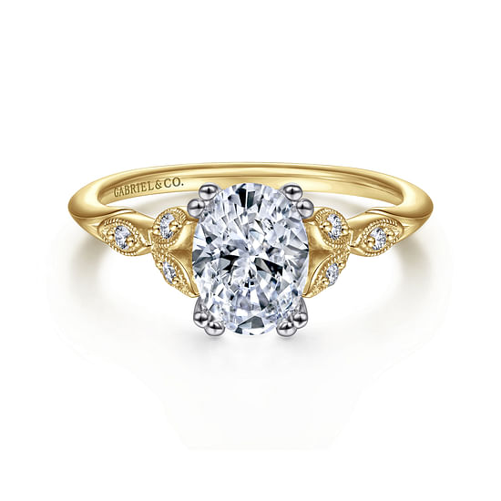 Gabriel - 14K White-Yellow Gold Oval Diamond Engagement Ring