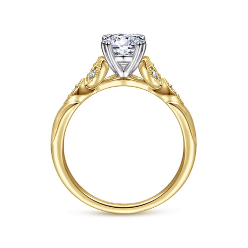14K White-Yellow Gold Oval Diamond Engagement Ring