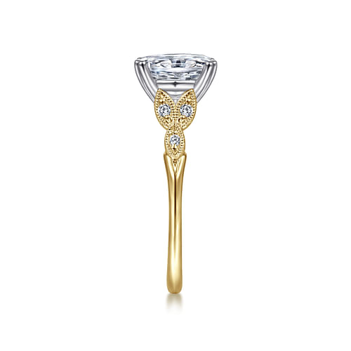 14K White-Yellow Gold Oval Diamond Engagement Ring