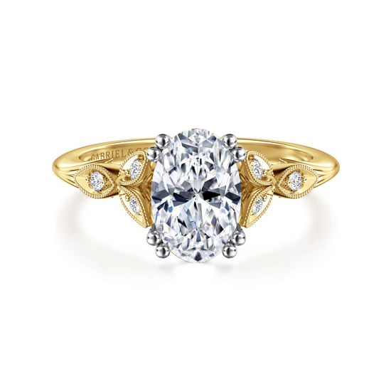 Gabriel - 14K White-Yellow Gold Oval Diamond Engagement Ring