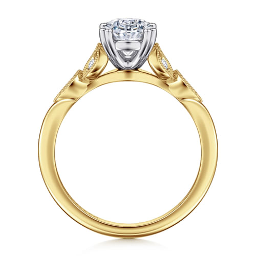 14K White-Yellow Gold Oval Diamond Engagement Ring
