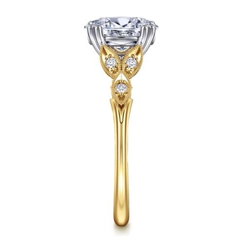 14K White-Yellow Gold Oval Diamond Engagement Ring