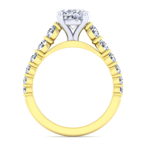 14K White-Yellow Gold Oval Diamond Engagement Ring